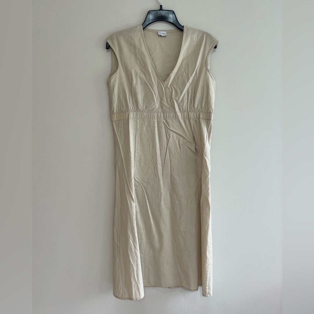 Ulla Johnson Cotton Tan Midi Sleeveless V-Neck Dress with Kangaroo Pocket, S